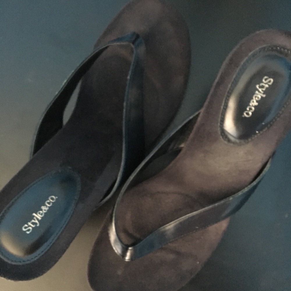 Style & Co Black Wedge Heeled Sandal